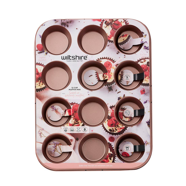 casaWare Muffin Pan - 12 Cup - Rose Gold