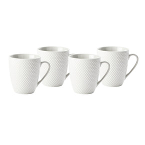 White Stipple Embossed Mugs 4 Piece Set 350ml / 12oz